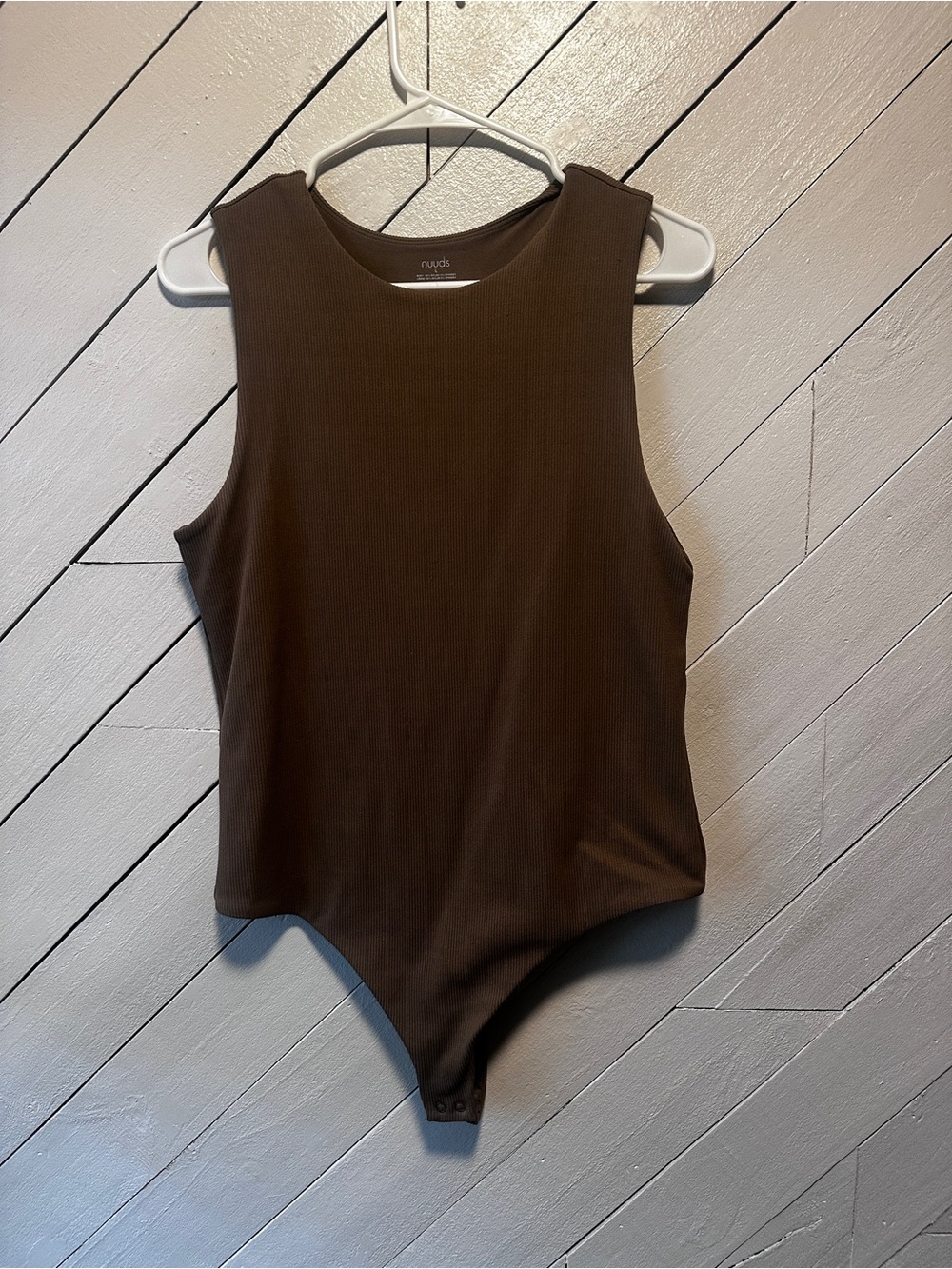 nuuds Brown Ribbed Sleeveless One-Piece Bodysuit